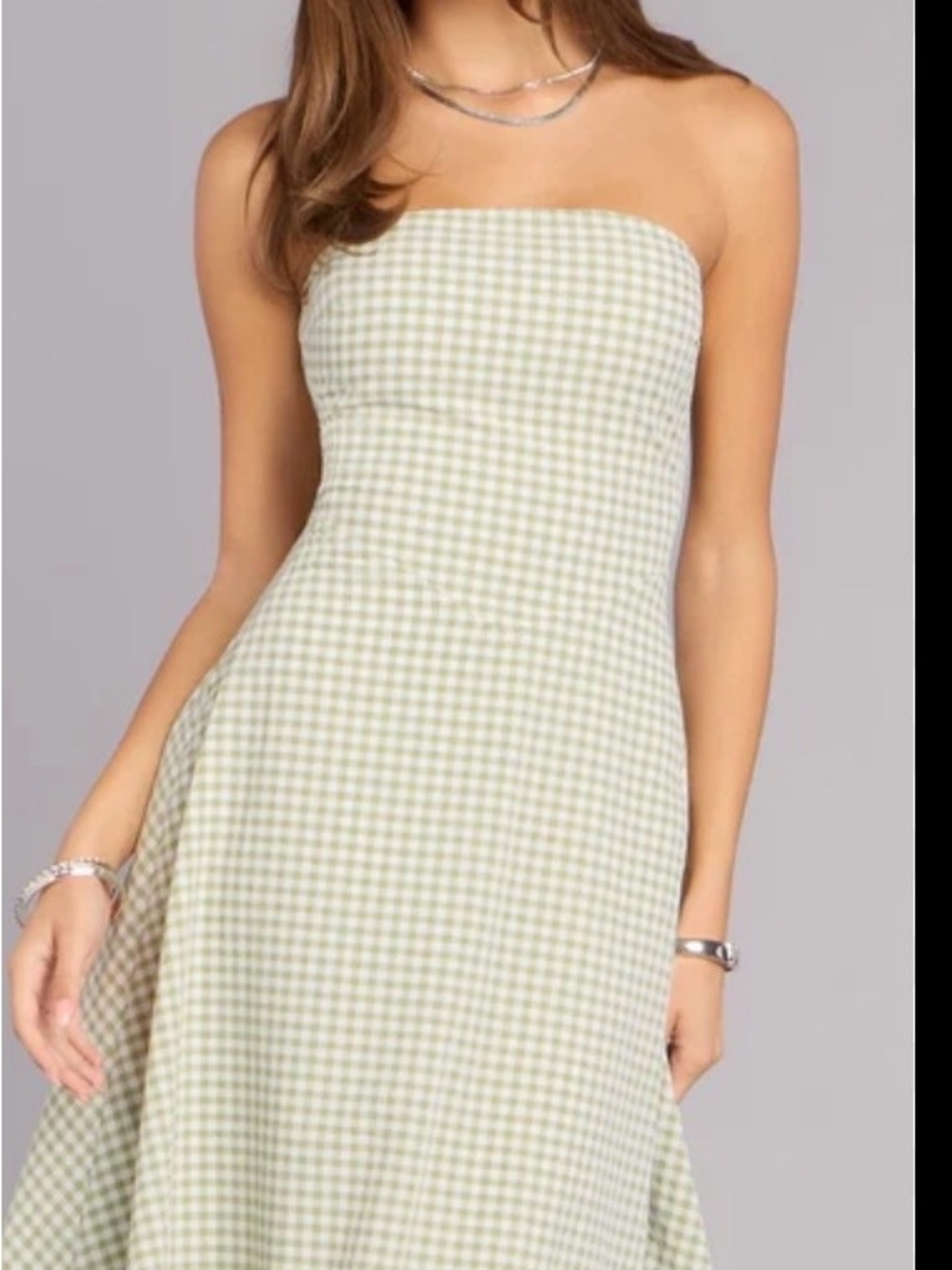 Windsor Light Green Gingham Midi Dress